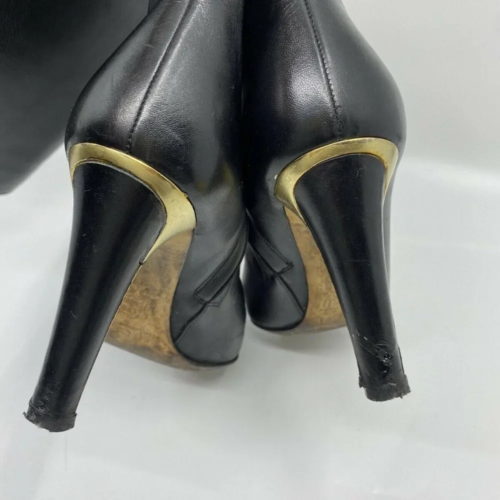 JIMMY CHOO Black Leather Knee high boots 7.5 - Picture 6 of 12